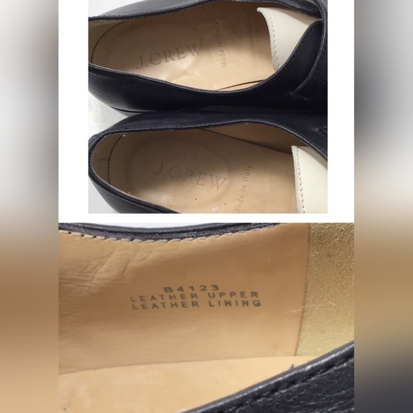 J.Crew Color lock Black White Leather Loafers 90s With Buckle Closure Size 6.5 - Picture 15 of 16